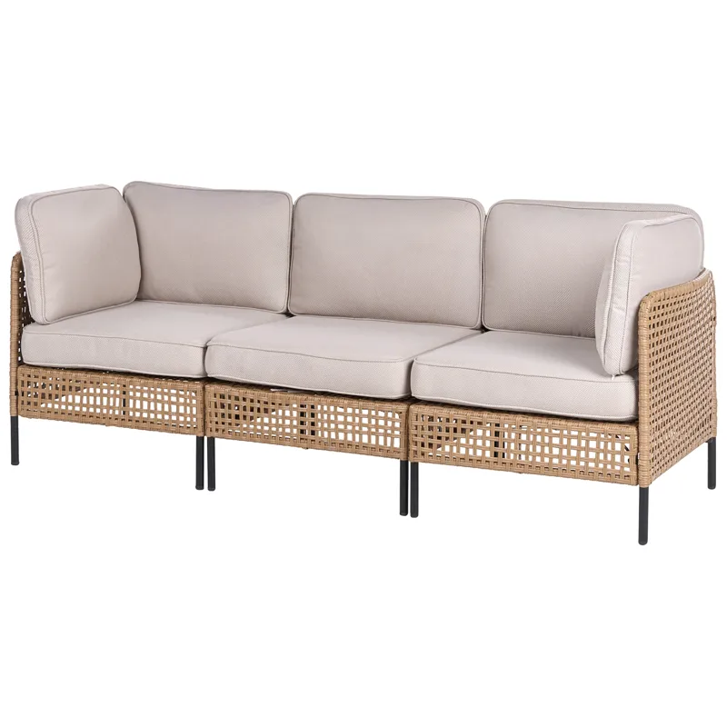 Soffgrupp utomhus med Bord 6-Sits Omegana Modulär Konstrotting - Beige/Svart - Trädgård & spabad - Utemiljö - Altan & terrass - Altanmöbler