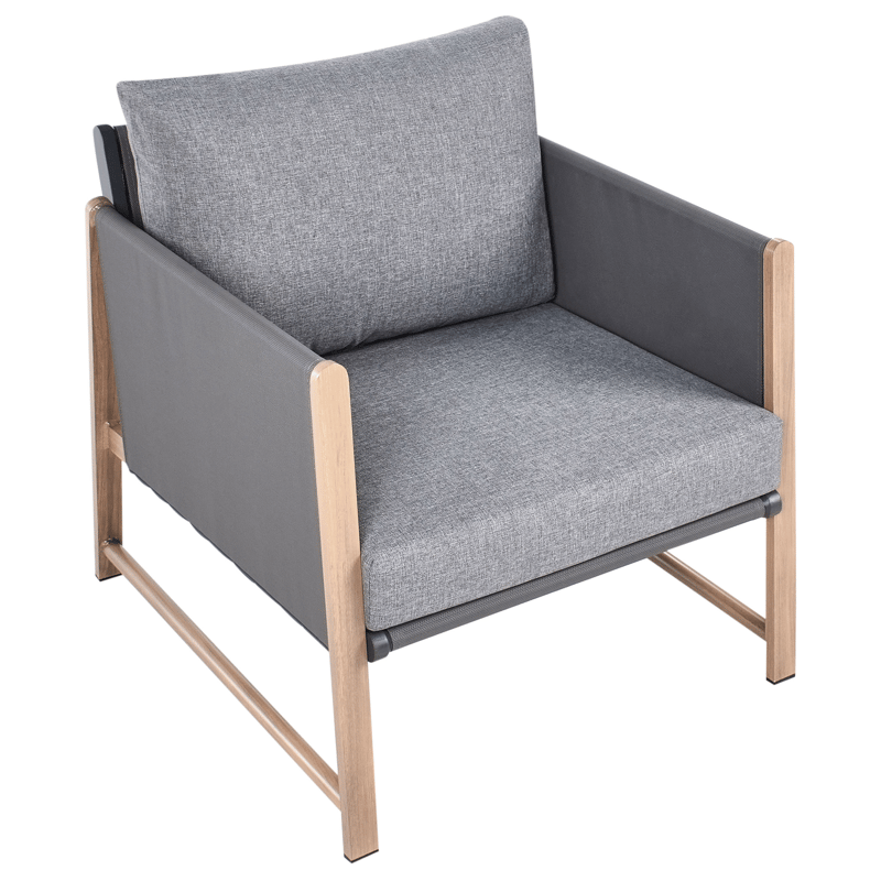 Soffgrupp utomhus med Bord och Fotpall 5-Sits Nola - Grå/Brun - Trädgård & spabad - Utemiljö - Altan & terrass - Altanmöbler