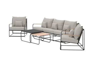 Soffgrupp Palazzo 3-sits Soffa + 2 Fåtöljer med bord Utomhus - Svart - Utemöbler - Loungemöbler - Soffgrupp utomhus
