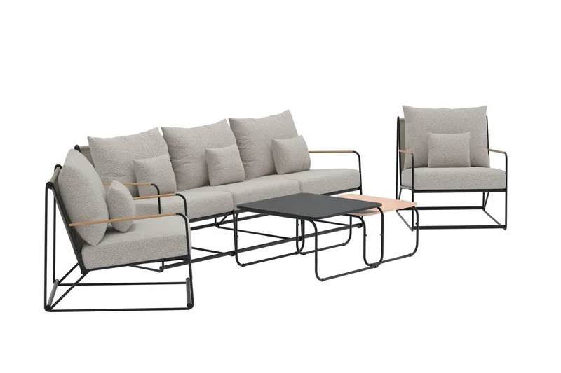 Soffgrupp Palazzo 3-sits Soffa + 2 Fåtöljer med bord Utomhus - Svart - Trädgård & spabad - Utemiljö - Altan & terrass - Altanmöbler