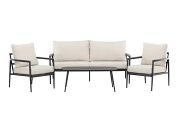 Taromina Soffgrupp Utomhus 4-sits - Svart/Beige - Utemöbler - Loungemöbler - Soffgrupp utomhus