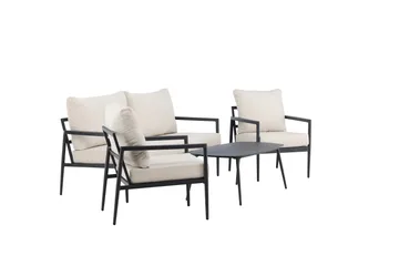 Taromina Soffgrupp Utomhus 4-sits - Svart/Beige - Utemöbler - Loungemöbler - Soffgrupp utomhus