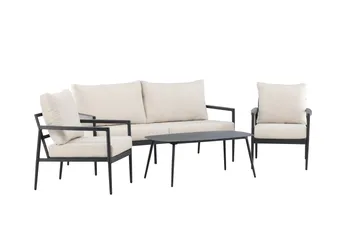 Taromina Soffgrupp Utomhus 4-sits - Svart/Beige - Utemöbler - Loungemöbler - Soffgrupp utomhus