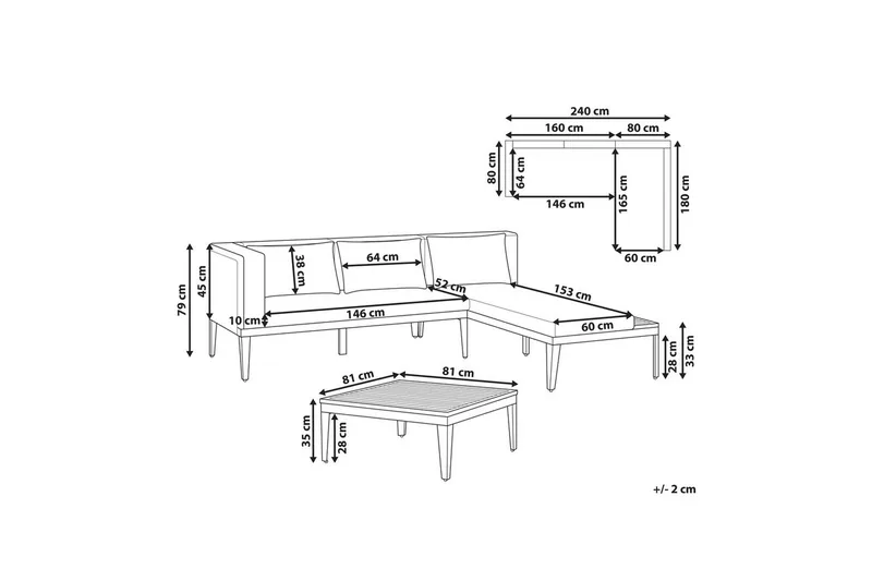 Trädgårdshörnsoffa med bord 3-sits Bracciano - Trädgård & spabad - Utemiljö - Altan & terrass - Altanmöbler