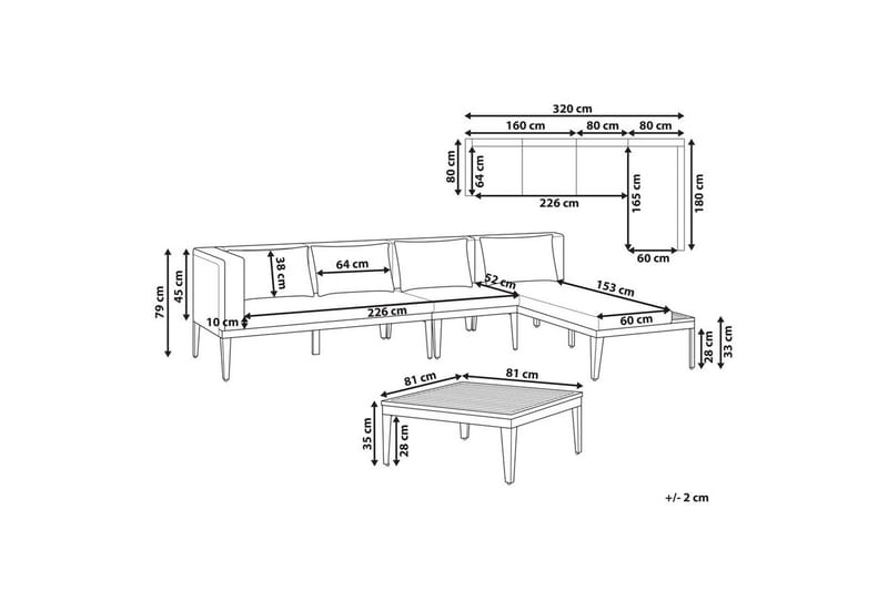 Trädgårdshörnsoffa med bord 4-sits Bracciano - Trädgård & spabad - Utemiljö - Altan & terrass - Altanmöbler