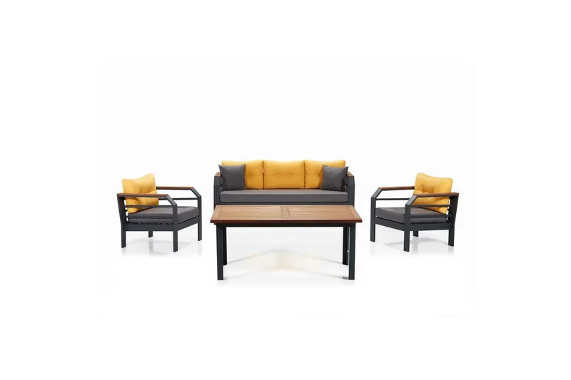 Trädgårdsloungeset Sudassento Gul / Grå / Svart, Gul / Grå / Svart