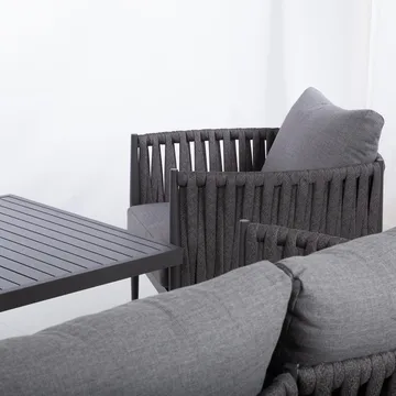 Trädgårdsmöbelgrupp Bristol bord, soffa och 2 stolar - Grå - Utemöbler - Loungemöbler - Soffgrupp utomhus