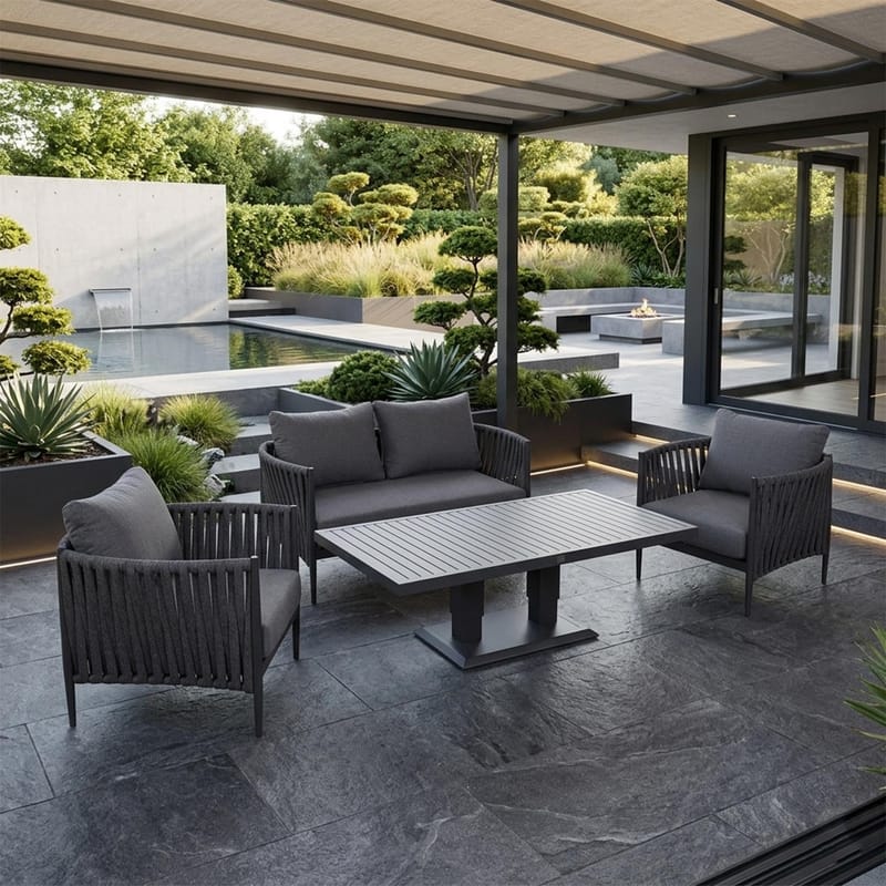 Trädgårdsmöbelgrupp Bristol bord, soffa och 2 stolar - Grå - Trädgård & spabad - Utemiljö - Altan & terrass - Altanmöbler