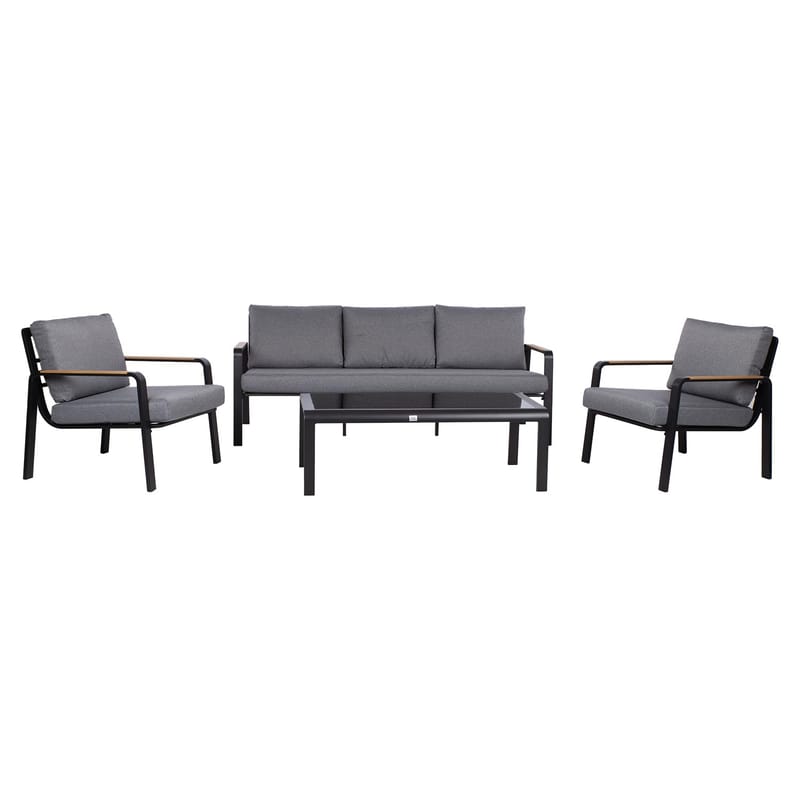 Trädgårdsmöbelgrupp Lona bord, soffa och 2 stolar - Grå / svart - Trädgård & spabad - Utemiljö - Altan & terrass - Altanmöbler