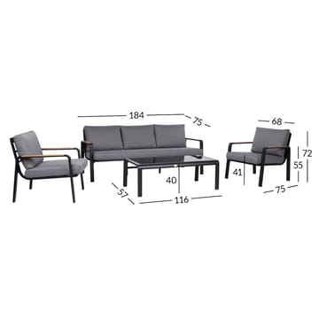Trädgårdsmöbelgrupp Lona bord, soffa och 2 stolar - Grå / svart - Utemöbler - Loungemöbler - Soffgrupp utomhus