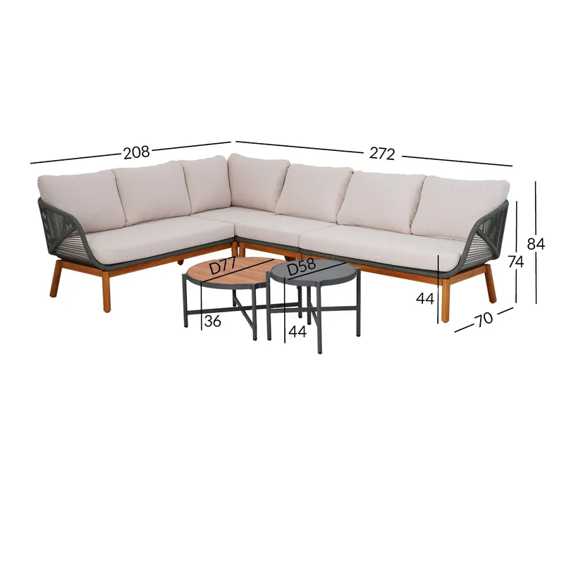 Trädgårdsmöbelgrupp Tuxedo Hörnsoffa och 2 Bord - Grön - Trädgård & spabad - Utemiljö - Altan & terrass - Altanmöbler