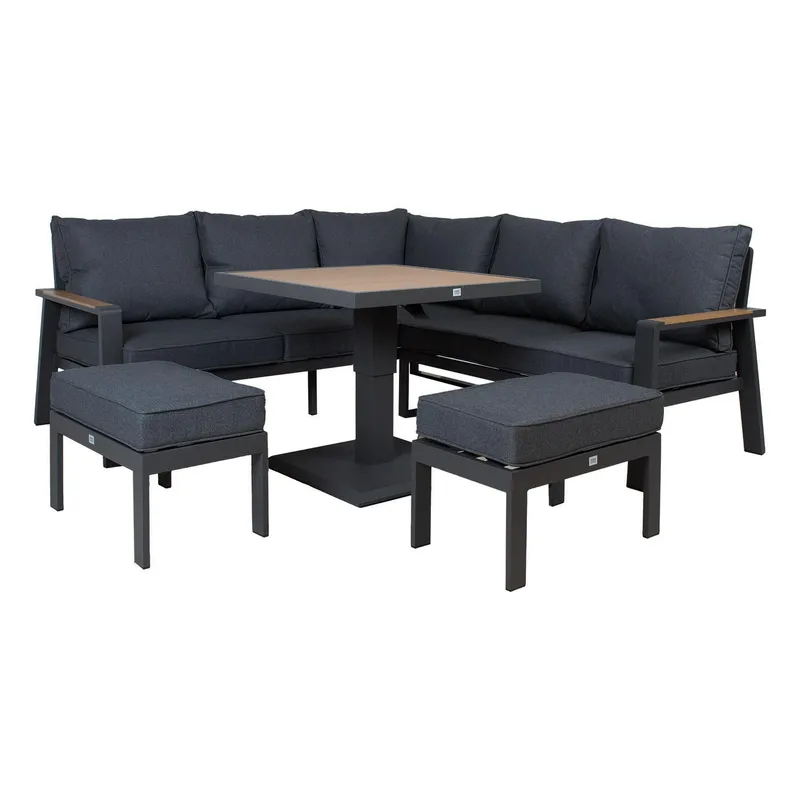 Trädgårdsmöbelgrupp Parker 4 delar, Grå