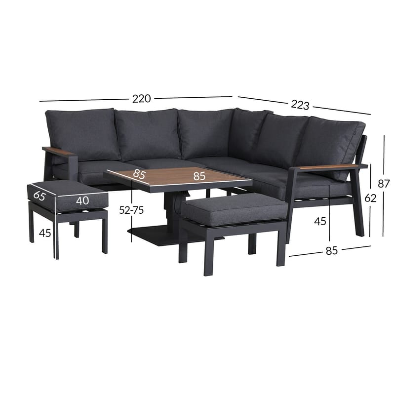 Trädgårdsmöbelgrupp Parker 4 delar - Grå - Trädgård & spabad - Utemiljö - Altan & terrass - Altanmöbler