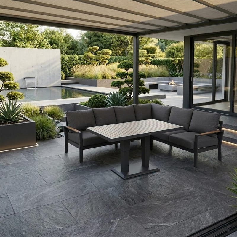 Trädgårdsmöbelset Rio hörnsoffa och bord - Mörkgrå - Trädgård & spabad - Utemiljö - Altan & terrass - Altanmöbler