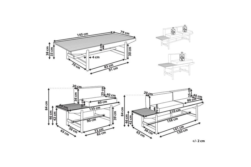 Trädgårdssoffgrupp 3-sits Giaveno - Trädgård & spabad - Utemiljö - Altan & terrass - Altanmöbler