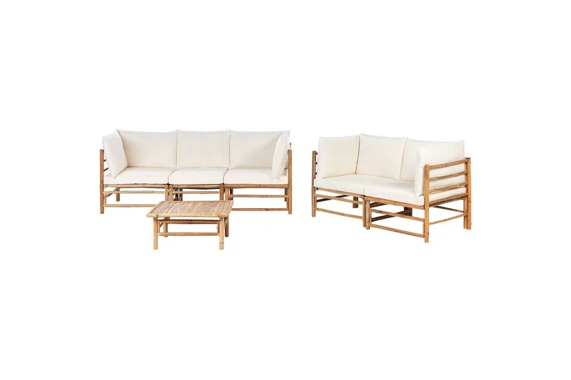 Trädgårdssoffgrupp Cerreto Vit/ljust trä, Vit/ljust trä