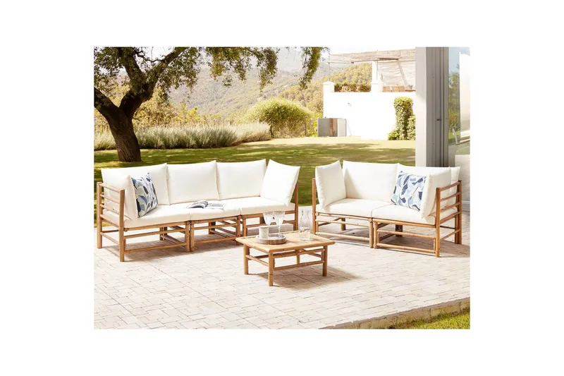 Trädgårdssoffgrupp Cerreto Vit/ljust trä - Vit/ljust trä - Trädgård & spabad - Utemiljö - Altan & terrass - Altanmöbler