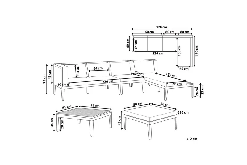 Trädgårdssoffgrupp med bord 4-sits Bracciano - Trädgård & spabad - Utemiljö - Altan & terrass - Altanmöbler