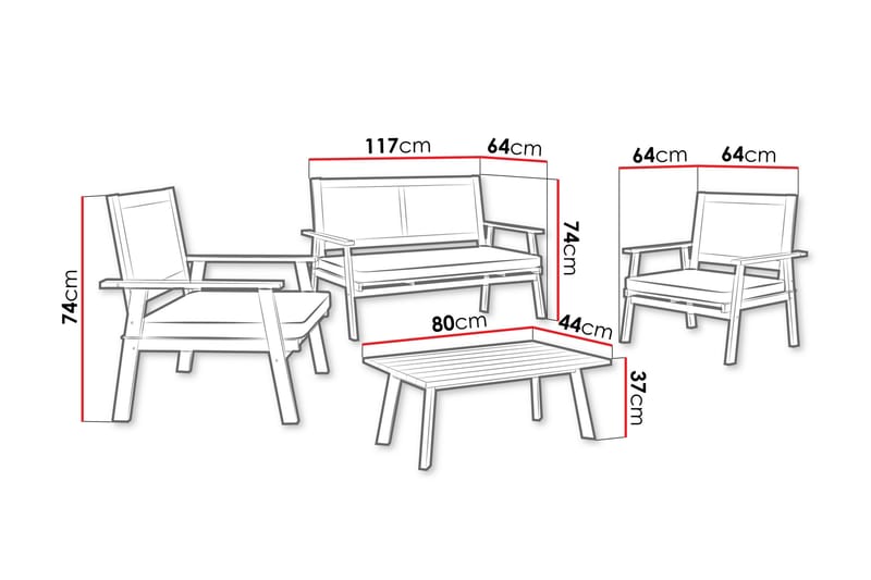 Tritante 4-sits Soffgrupp Utomhus - Loungegrupp balkong terrass uteplats - Brun - Trädgård & spabad - Utemiljö - Altan & terrass - Altanmöbler