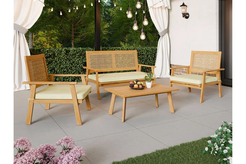 Tritante 4-sits Soffgrupp Utomhus - Loungegrupp balkong terrass uteplats - Brun - Trädgård & spabad - Utemiljö - Altan & terrass - Altanmöbler