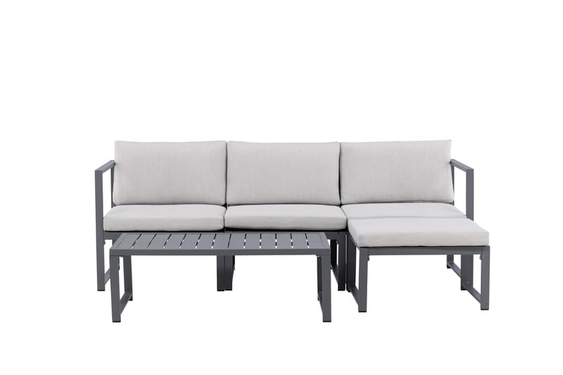 Tunis Loungegrupp Utomhus - 4-sits Loungeset Utemöbler för Uteplats och Trädgård - Grå / Gråa dynor - Trädgård & spabad - Utemiljö - Altan & terrass - Altanmöbler