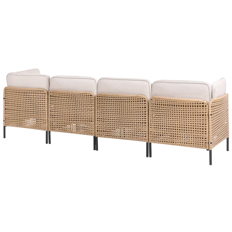 U-Formad Soffa utomhus 6-Sits Omegana Modulär Konstrotting - Beige/Svart - Trädgård & spabad - Utemiljö - Altan & terrass - Altanmöbler