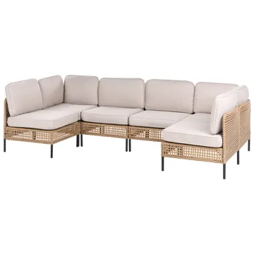 U-Formad Soffa utomhus 6-Sits Omegana Modulär Konstrotting - Beige/Svart - Utemöbler - Loungemöbler - Soffgrupp utomhus
