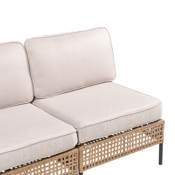 U-Formad Soffa utomhus 6-Sits Omegana Modulär Konstrotting - Beige/Svart - Utemöbler - Loungemöbler - Soffgrupp utomhus