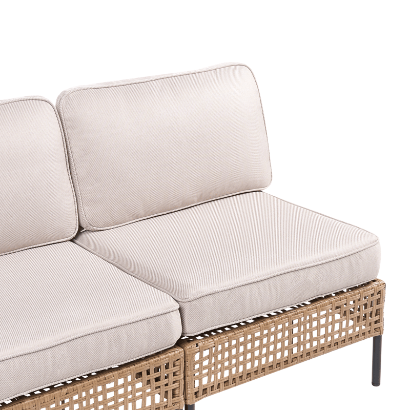 U-Formad Soffa utomhus 6-Sits Omegana Modulär Konstrotting - Beige/Svart - Trädgård & spabad - Utemiljö - Altan & terrass - Altanmöbler