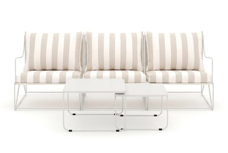Usteryd 3 sits Loungesoffa med satsbord - Beige/Striped - Utemöbler - Loungemöbler - Soffgrupp utomhus