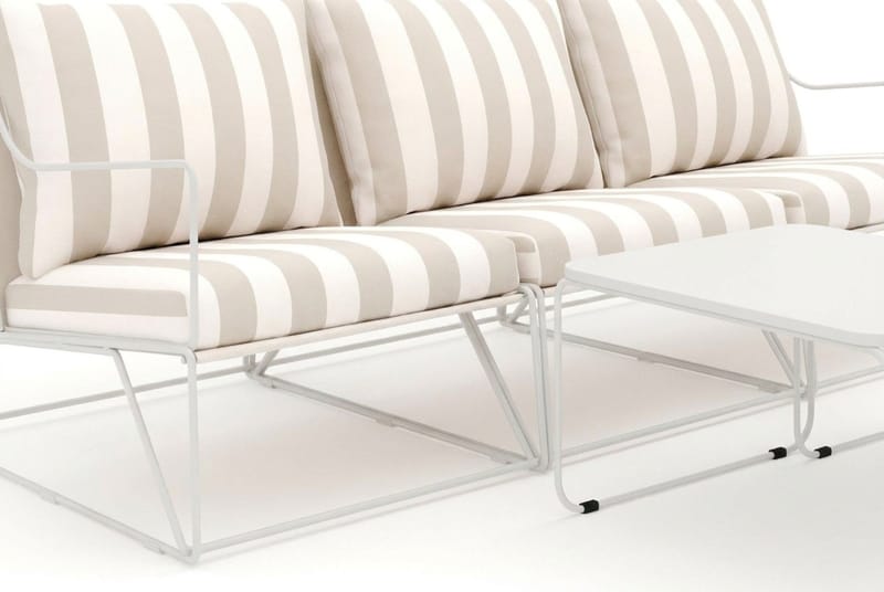 Usteryd 3 sits Loungesoffa med satsbord - Beige/Striped - Utemöbler - Loungemöbler - Soffgrupp utomhus