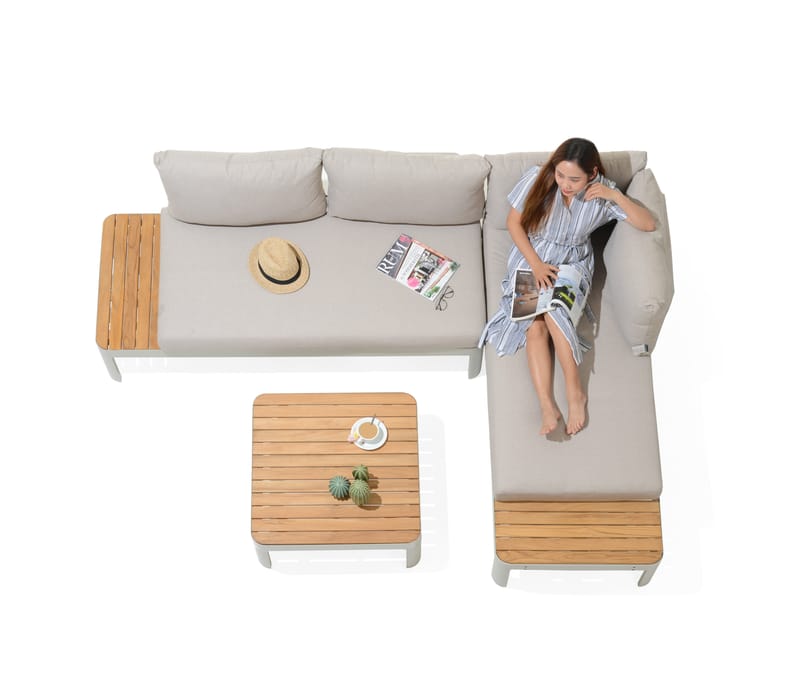 Utomhus modulset Portals 2x 2-sitssoffor + soffbord - korallsand - Trädgård & spabad - Utemiljö - Altan & terrass - Altanmöbler