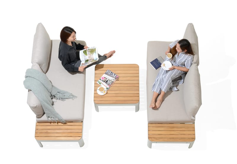 Utomhus modulset Portals 2x 2-sitssoffor + soffbord - korallsand - Trädgård & spabad - Utemiljö - Altan & terrass - Altanmöbler