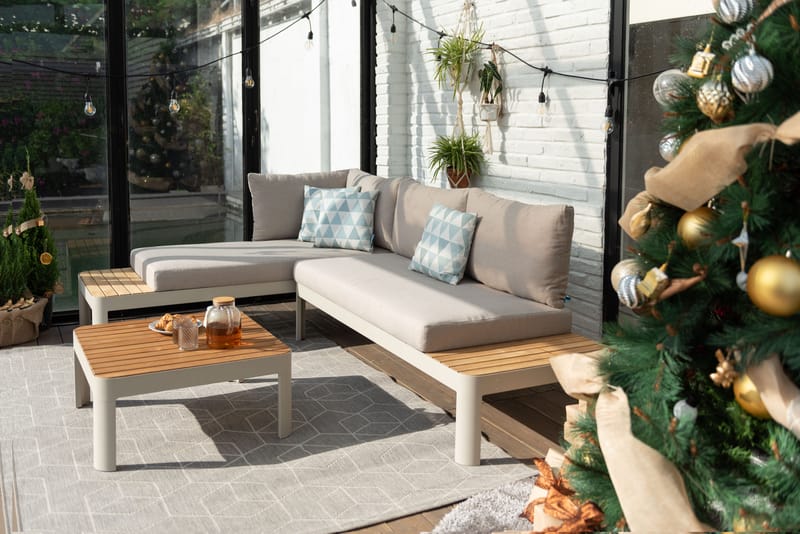 Utomhus modulset Portals 2x 2-sitssoffor + soffbord - korallsand - Trädgård & spabad - Utemiljö - Altan & terrass - Altanmöbler