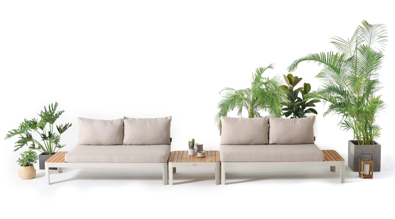 Utomhus modulset Portals 2x 2-sitssoffor + soffbord - korallsand - Trädgård & spabad - Utemiljö - Altan & terrass - Altanmöbler