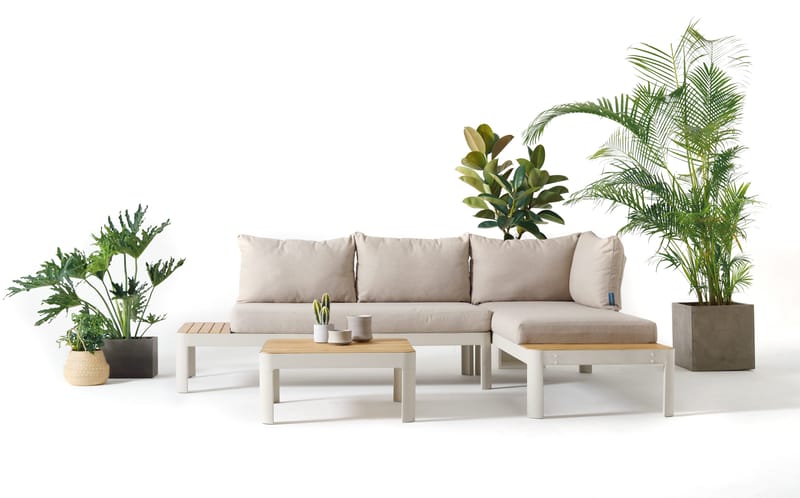 Utomhus modulset Portals 2x 2-sitssoffor + soffbord - korallsand - Trädgård & spabad - Utemiljö - Altan & terrass - Altanmöbler