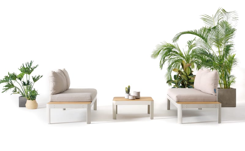 Utomhus modulset Portals 2x 2-sitssoffor + soffbord - korallsand - Trädgård & spabad - Utemiljö - Altan & terrass - Altanmöbler