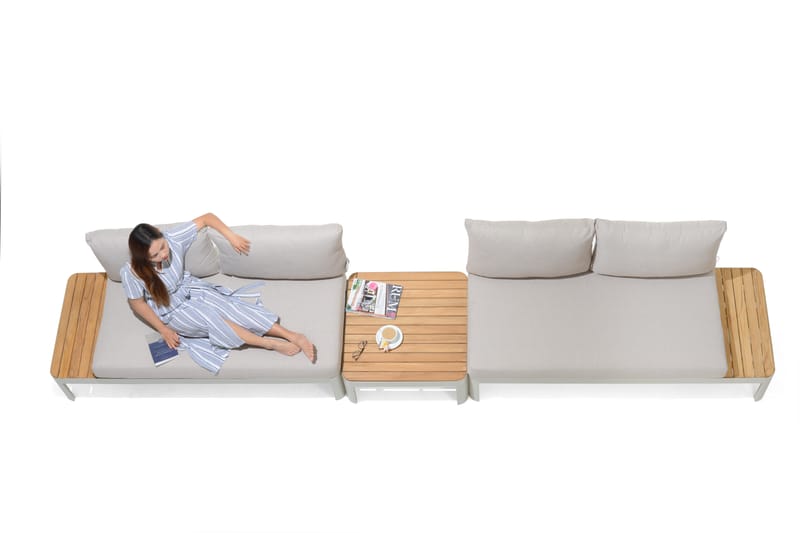 Utomhus modulset Portals 2x 2-sitssoffor + soffbord - korallsand - Trädgård & spabad - Utemiljö - Altan & terrass - Altanmöbler