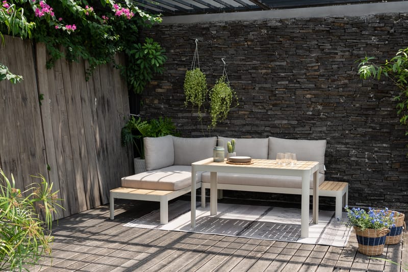 Utomhus modulset Portals 2x 2-sitssoffor + soffbord - korallsand - Trädgård & spabad - Utemiljö - Altan & terrass - Altanmöbler