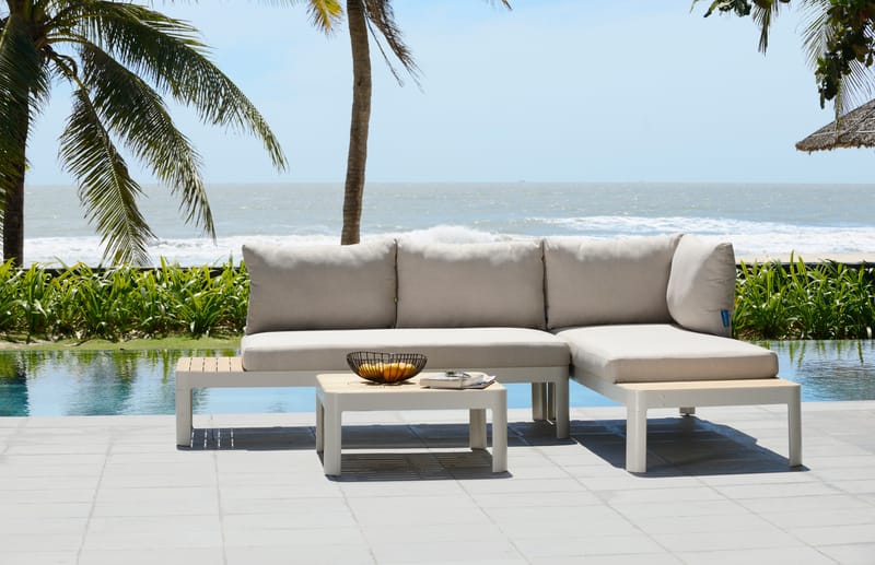 Utomhus modulset Portals 2x 2-sitssoffor + soffbord - korallsand - Trädgård & spabad - Utemiljö - Altan & terrass - Altanmöbler