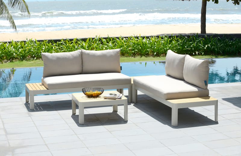 Utomhus modulset Portals 2x 2-sitssoffor + soffbord - korallsand - Trädgård & spabad - Utemiljö - Altan & terrass - Altanmöbler