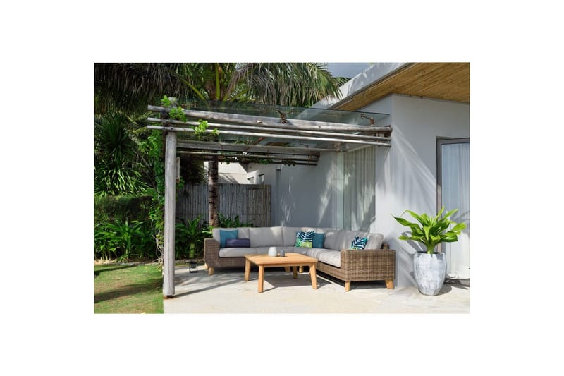 Utomhusmöbelgrupp Bahamas 2-sits vänster&höger & hörnstol & soffbord 100 cm - Mörkgrå - Trädgård & spabad - Utemiljö - Altan & terrass - Altanmöbler