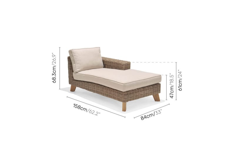 Utomhusmöbelgrupp Lifestyle Garden Bahamas 2-sits & schäslong vänster soffbord 110 - Trädgård & spabad - Utemiljö - Altan & terrass - Altanmöbler