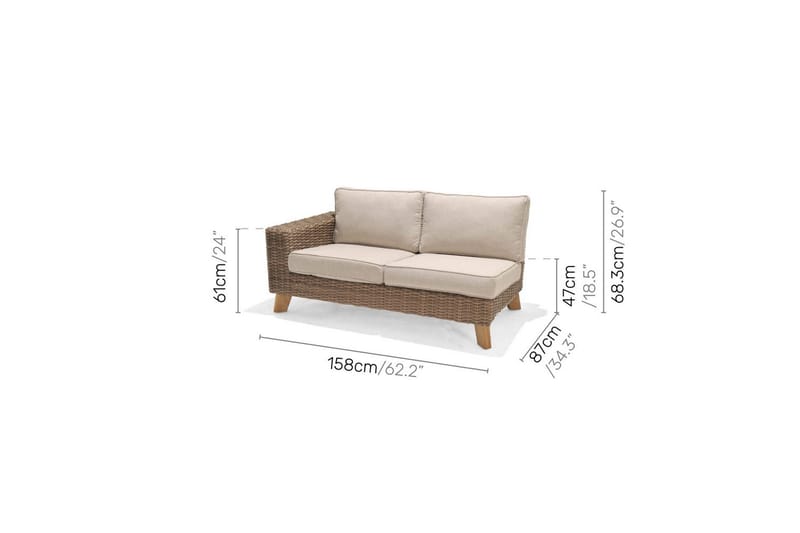 Utomhusmöbelgrupp Lifestyle Garden Bahamas 2-sits & schäslong vänster soffbord 110 - Trädgård & spabad - Utemiljö - Altan & terrass - Altanmöbler