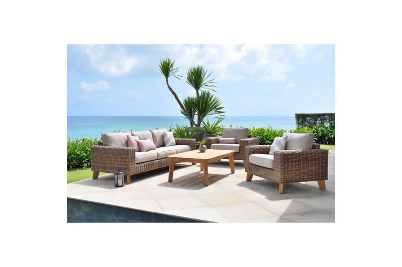Utomhusmöbelgrupp Lifestyle Garden Bahamas 2 x soffstol & 3-sits & soffbord 140 - Trädgård & spabad - Utemiljö - Altan & terrass - Altanmöbler