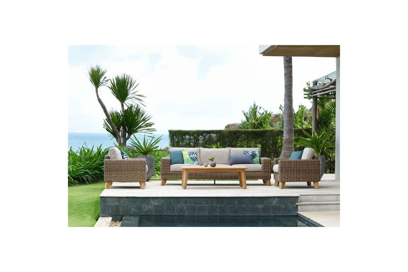 Utomhusmöbelgrupp Lifestyle Garden Bahamas 2 x soffstol & 3-sits & soffbord 140 - Trädgård & spabad - Utemiljö - Altan & terrass - Altanmöbler