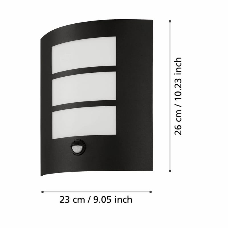 Utvändig vägglampa City med sensor - Svart - Trädgård & spabad - Utemiljö - Entré - Entrébelysning