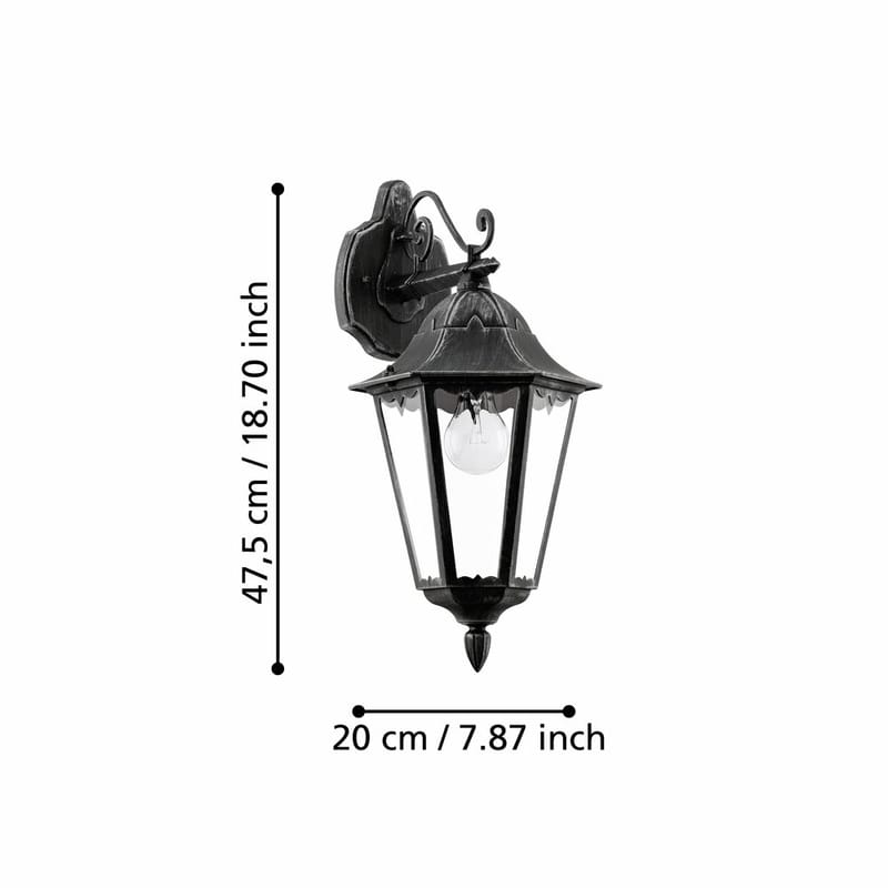 Utvändig vägglampa Navedo Nedåtriktad - Svart/Silverpatina - Trädgård & spabad - Utemiljö - Altan & terrass - Altanbelysning