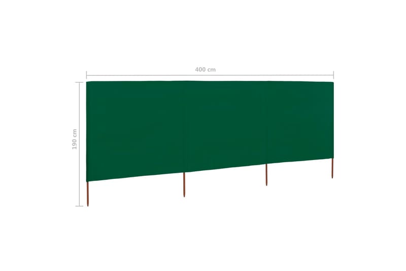 Vindskydd 3 paneler tyg 400x160 cm grön - Grön - Säkerhet & vindskydd altan - Skärmskydd & vindskydd - Skärm