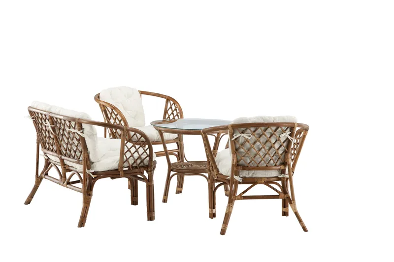 Wera Soffgrupp Utomhus 4-sits - Brun/Vit - Trädgård & spabad - Utemiljö - Altan & terrass - Altanmöbler